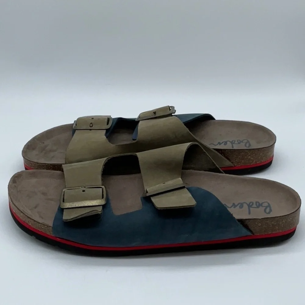 Boden Leather Double Strap Sandal navy/green